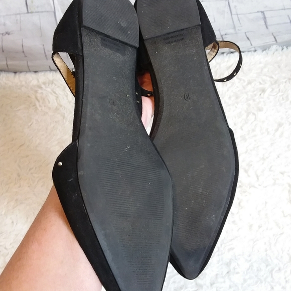 Old Navy black studded faux suede criss cross ankle strap flats size 10 - Picture 6 of 6